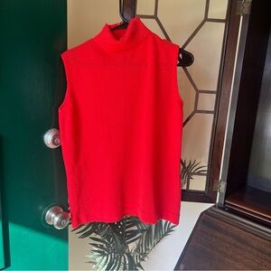 Vintage Haymaker Red Ribbed Sleeveless Turtleneck Top size small